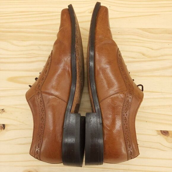 Fratelli Mens Oxfords Sz 9.5 M Brown Leather Y2K Square Toe Dress Shoes - Picture 5 of 9